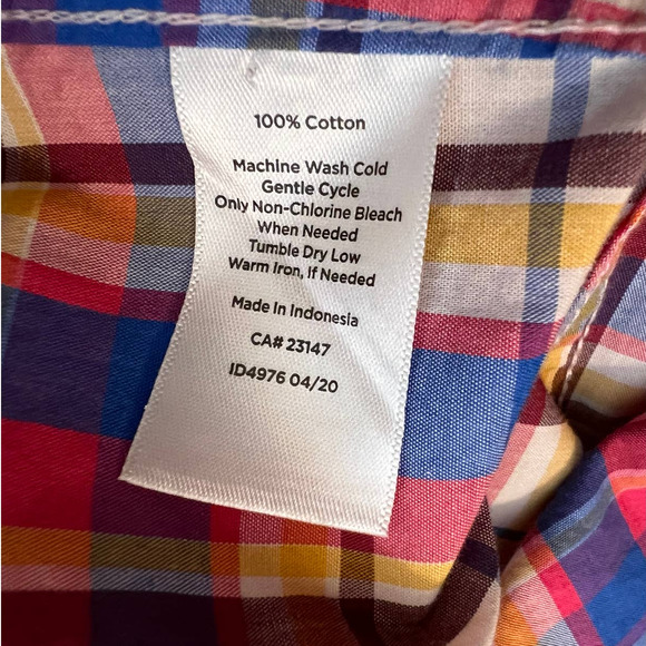 Talbots Women's Button-up Tunic Shirt Size Large in Blue Pink Multicolor Plaid - Picture 5 of 5